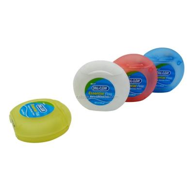 China Hot Selling Wholesale 50 Meters Nylon Dental Floss In Round Shape Plastic Container With OEM Logo for sale