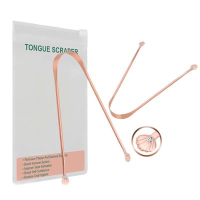 China Private Tongue Cleaner Stainless Steel Logo Care Metal Oral Tongue Scraper for sale