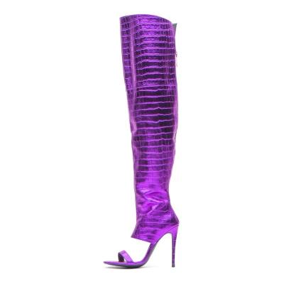 China Breathable Boots For Women Custom Logo Women Stilettos Fashion Shoes Over The Knee High Boots Thigh High Heel Boots for sale