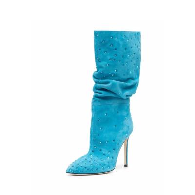 China Breathable Winter Boots For Women Boots For Women With Rhinestones Pointed Toe Stiletto Heels Stiletto Heels Sexy Knee High Boots for sale