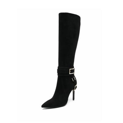 China Breathable Heel Boots for Ladies Thigh High Stiletto Boots and Sexy Shoes Suede Stiletto Boots for Women for sale