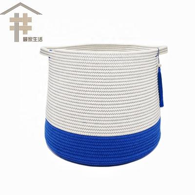 China New viable wholesale custom household woven dirty clothes toys to organize rfoldable cotton rope storage other baskets with handle for sale