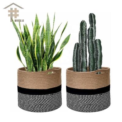 China Sustainable New Design Modern Home Water Hyacinth Jute Other Basket With Handles Woven Organization Cotton Rope Plant Sundries Storage Basket for sale