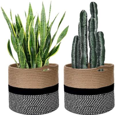 China New Design Cotton Rope Plant Storage Folding Modern Home Woven Basket for sale