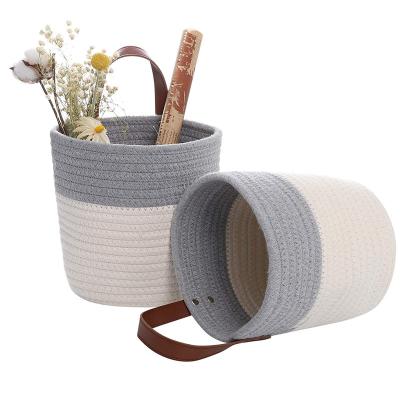 China Small Viable Organizer Woven Hanging Baskets Cotton Rope Storage Baskets for Home Plants, Towels, Toys for sale