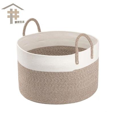 China Amazon Success Woven Baby Basket Laundry Storage Basket Large Cotton Rope Toy Foldable Organization Basket With Handle for sale