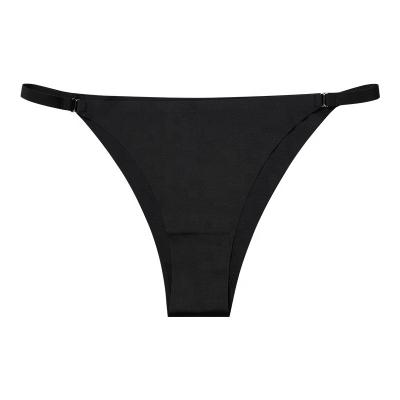 China Low Waist Seamless Thongs Tangas Logo Women Ice Silk Sexy T-back Briefs Traceless Antibacterial Custom Seamless Ladies Underwear for sale