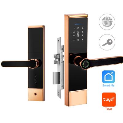 China Aluminum Alloy Fingerprint Door Lock Handle Lock Ble Smart Home Lock With WIFI APP Password for sale