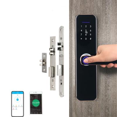 China Ttlock Fingerprint Smart Lock Aluminum Alloy Airbnb Hotel Apartment Tuya Smart Life Biometric Wooden Door Lock for sale