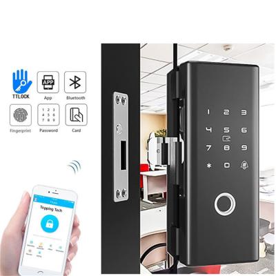 China Tuya Zinc Alloy App Smart Smart Glass Door Lock Stainless Steel For Sliding Door for sale