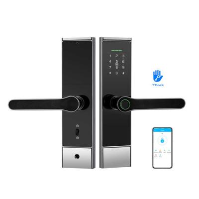 China Aluminum alloy backup interface wifi door lock tuya door lock import fingerprint remote sensor for sale