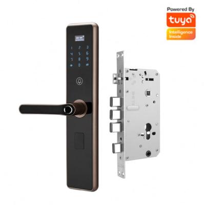 China Biometric Home Entrance Biometric Fingerprint Cerradura Fechadura Tuya Digital Fingerprint WiFi Hotel Residence Bedroom Smart Door Lock for sale