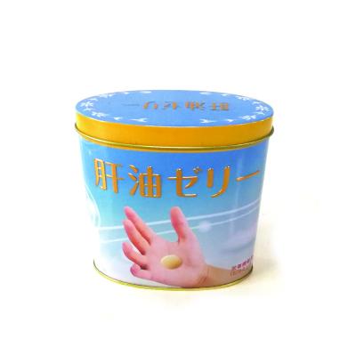 China Oval tin box tin can manufacturer custom lextron tin box Japan lextron packing oval tin case fish liver oil capsule packing tin for sale