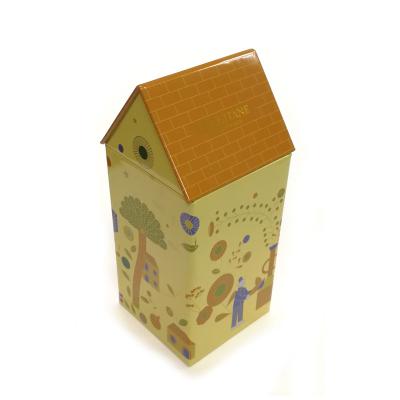 China Hot Sale Cosmetic Tin Box House House Tin Shape Tin Box Building House Cosmetic Environmental Tin Packing Box for sale