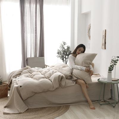 China Customization Nondisposable Wholesale 100% Linen French Duvet Cover Sets Pure Linen Bed Sheet Bedding Set for sale