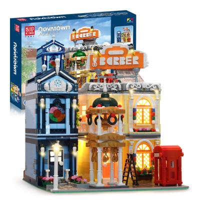 China Electronic Toy 16031 Street View City Barber Shop With Led Model Funny Building Blocks Light Brick Toys Children Christmas Gifts for sale