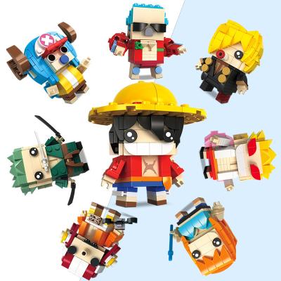 China Electronic Handmade Model Toy Anime Doll Nautical Mini Building Blocks Cartoon Character Assembling DIY Series Kids Bricks Baby Toys 2021 for sale