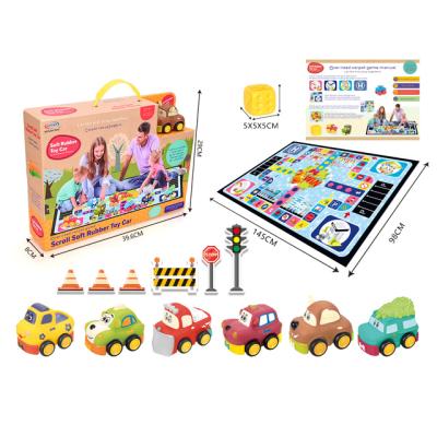 China Friction Baby Toys Truck ABS Cartoon Educational Vehicles Engineering Construction Car Mat Toy For Children for sale