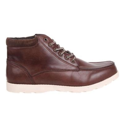 China New OEM Winter High Quality Brown Flat PU Leather Mid Boots Men Ankle Boots Shoes for sale