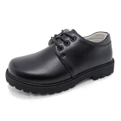 China Anti-odor New Fashion Genuine Leather Boys Back To School Shoes Kids Black Shoes for sale