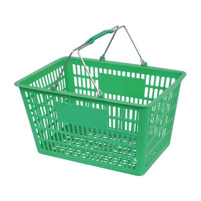 China Supermarkt Retail Store Grocery Customized Logo Hand Held Handle Carry Plastic Supermarket Shopping Basket for sale