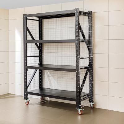 China Multifunctional Steel Movable 4 Tier Corrosion Protection Industrial Metal Rack Shelves For Warehouse for sale