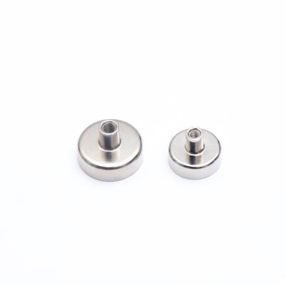 China Metal Warehouse direct sales strong internal thread circular neodymium pot magnet sucker multi size NdFeB pot magnetic sucker for sale