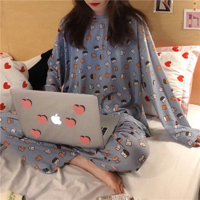 China QUICK DRY Women Pajamas Set New Cartoon Pijamas Sleepwear Printed Pajamas Women Long Sleeve Cute Pijama Clothes Home Suit for sale