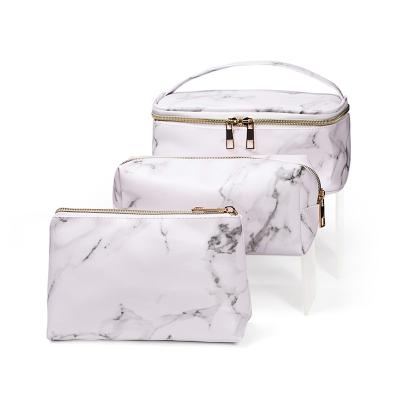 China Fashion Women Marbled Makeup Organizer Pouches Tote Travel Toiletry Bags PU Cosmetic Bag for sale