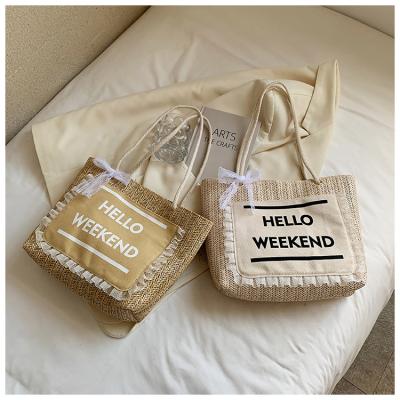 China New Arrival Simplicity Design Durable Casual Tote Straw Woven Portable Shopping Bag for sale