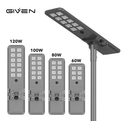 China High Lumen Panel Integrate Waterproof Ip65 60w 80w 100w 120w Power Outdoor All In One Led Solar Street Lamp for sale