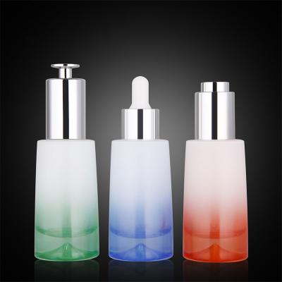 China Conical press pump dropper bottle spot round essence glass bottle 40ml thick bottom flat shoulder original solution bottle for sale