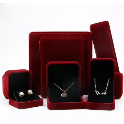 China flannelette flocking jewelry box stud earrings pendant necklace bracelet ring box jade box for sale