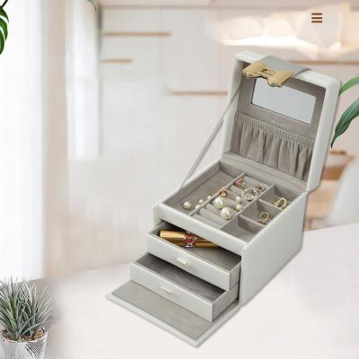 China Contracted PU receive jewelry boxes, jewelry boxes PU leather studs earrings ring necklace jewelry receive leather box for sale