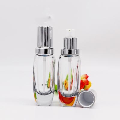 China Hot Discounts Products 30ml Empty Clear Turn Lock Pump Airless Liquid Foundation Packaging Glass Bottle for sale