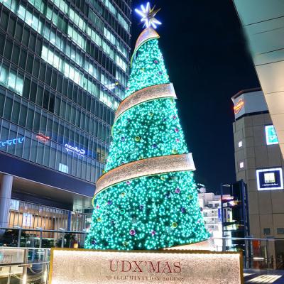 China Kanggang Outdoor Christmas Decoration Customized Luxurious Huge Pre-lit Christmas Tree 3M 5M 10m Wide Christmas Tree for Shopping Mall for sale