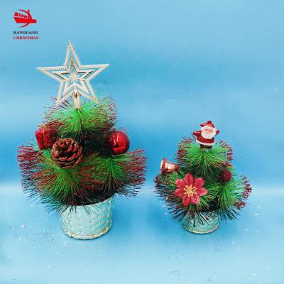 China 2022 Christamas Decoration KangGang Christmas Decoration Snow PE Christmas Trees New Small Flocked Mini Christmas Ornament Table Tree for sale