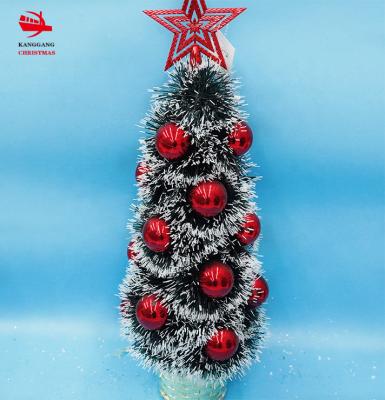 China Christamas Decoration KangGang Christmas Decoration Small Tinsel Christmas Tree Table Top Ornament Mini Christmas Tree With Balls and Tree Top Star for sale