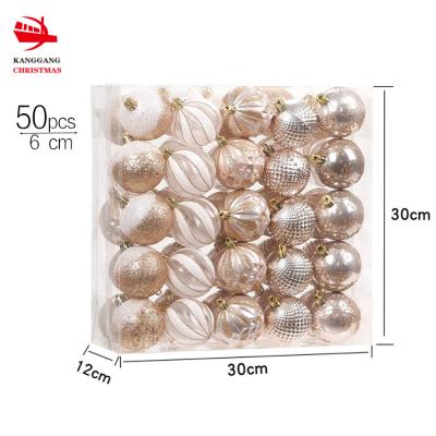 China Custom Christmas Ornament Balls 50pcs Champagne Christmas Balls 6CM From PS KangGang Christmas Decoration Factory for sale