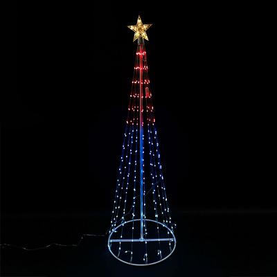 China KangGang Eco-Friendly Christmas Decorations 6ft 180cm Sublimation Foldable Cone Led RGB Light Remote Control Christmas Lights String Tree for sale