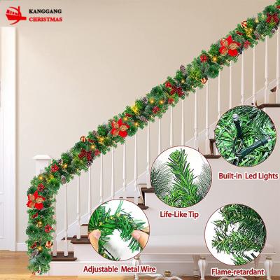 China Luxury High Quality Fashionable Christmas Decoration Supplies Eight Kinds Of Props 50Eld Garland Christmas With Light Luminous for sale