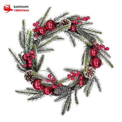 China Fashionable New Style Custom Indoor Outdoor Christmas Decoration Supplies Berry Rattan Xmas Wreaths Material Pine Pine Cone for sale