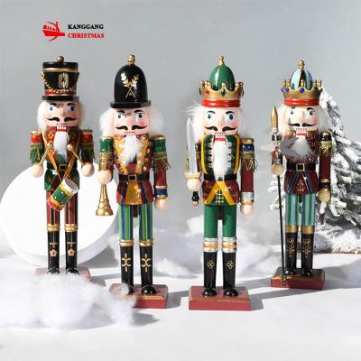 China Festival Stuff Nutcracker 2021 New Wooden Nutcracker Soldier Figurines Doll Home Holiday Decoration Ornament Christmas New Year 30cm for sale