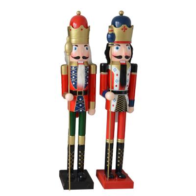 China Christmas Kanggang solid wood European style wooden decoration painted 1.5m giant nutcracker bar store nutcracker soldier for sale