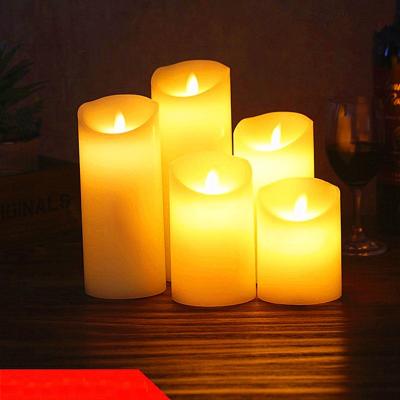 China Home Decoration KangGang Christmas Decoration 5 Pieces Set 7.5cm Diameter LED Electronic Candle Customized Warm Light Flameless Candle for sale