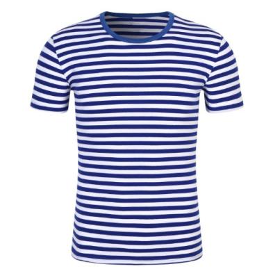 China Wholesale Apparel China Anti Shrink Shirts For Men 100% Cotton Combed Cotton Navy Stripe T-shirt for sale