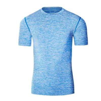 China Wholesales Anti-Shrink Anti-Shrink Custom Design 100%Polyester Cationic Dye Heather Fabric Fitness Wear Gym Knit Men's T-Shirt for sale