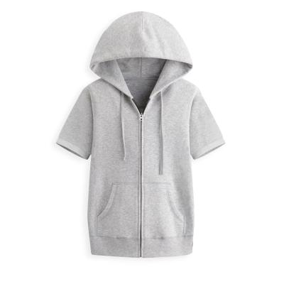 China Anti Shrink Anti Shrink Hot Product Wholesales Full Sleeve 100% Cotton Zipper Shorts With Pockets Blank Design Women Sweatshirt Hoodies With Hooded for sale