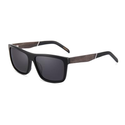 China Fashion Sunglasses Acetate Frame With Wooden Decoration Wooden Sunglasses Polarized Wooden Sunglasses for sale