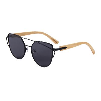 China New Fashion Sunglasses Temple Shade Lens Bamboo Metal Flat Hinge Lens Temple Shade Retro Bamboo Sunglasses for sale